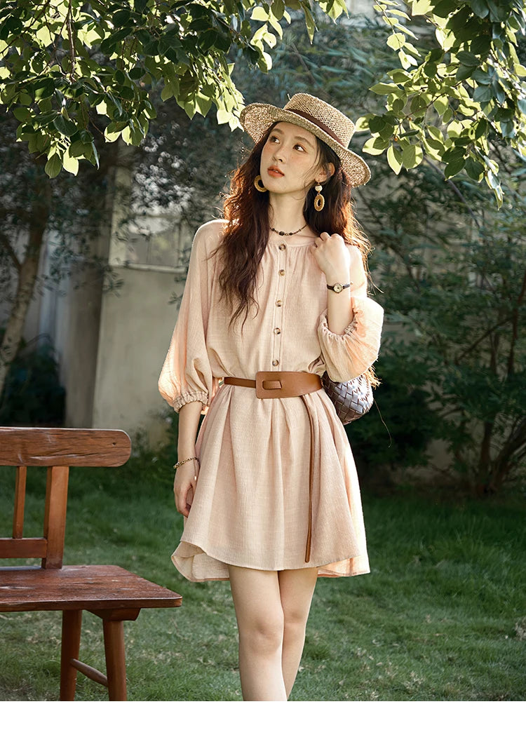 MISHOW French Retro Midi Dress with Belt MXE39L2409