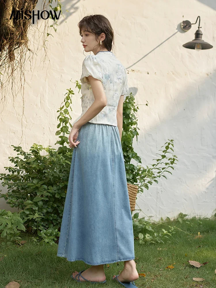 Mishow Chinese Embroidered Split Hem Top MXE28X1604