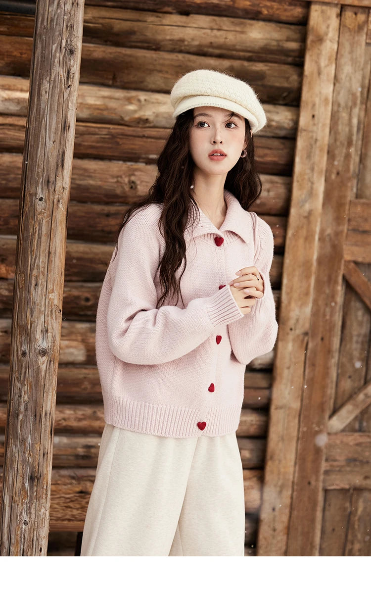 Mishow Love Heart Button Color Clash Cardigan MXD58Z1127
