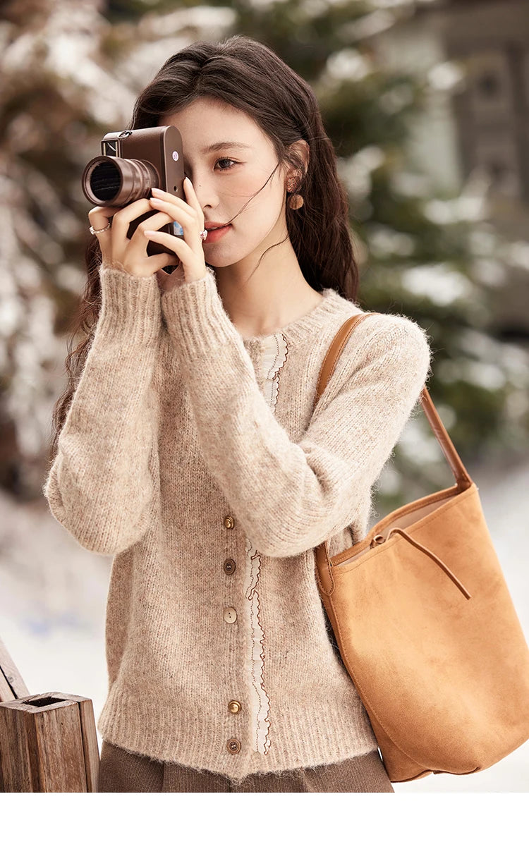 Mishow Spliced Lace Button Cardigan MXD58Z0998