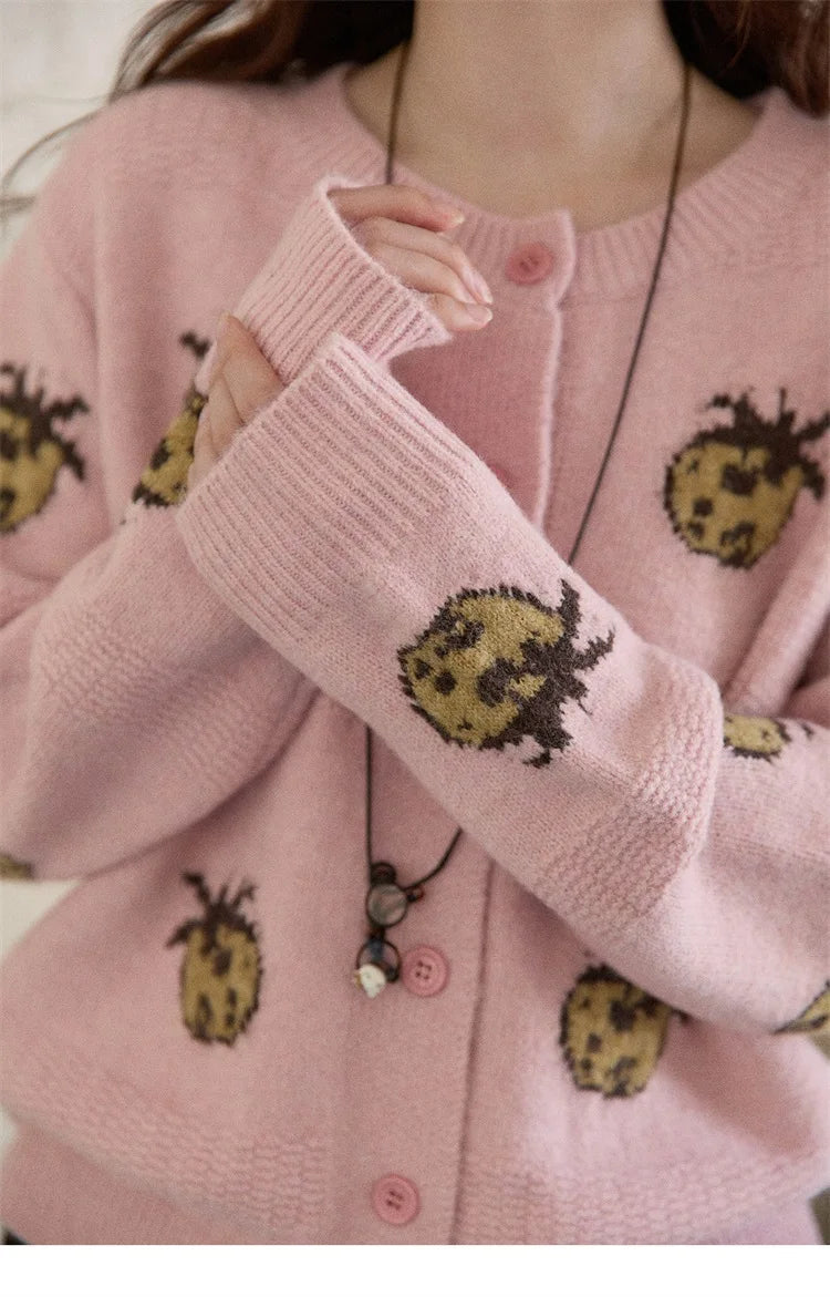 Mishow Funny Pineapple Jacquard Round Neck Cardigan MXE87Z2752