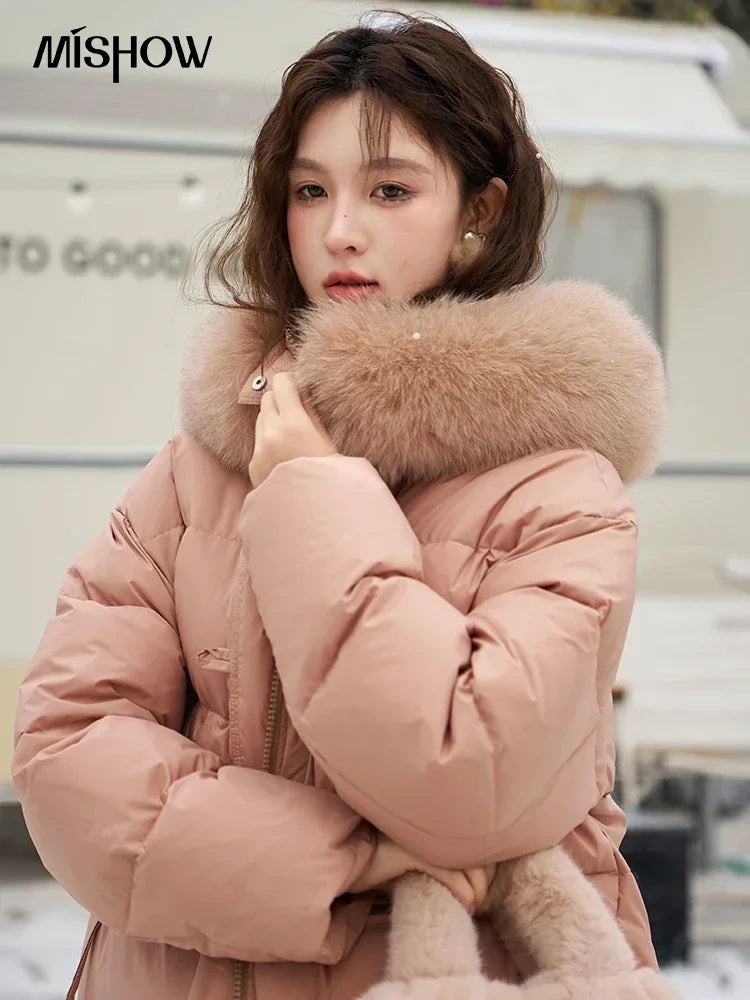 Mishow Fur Collar Hooded Short Down Jacket MXC55Y0020