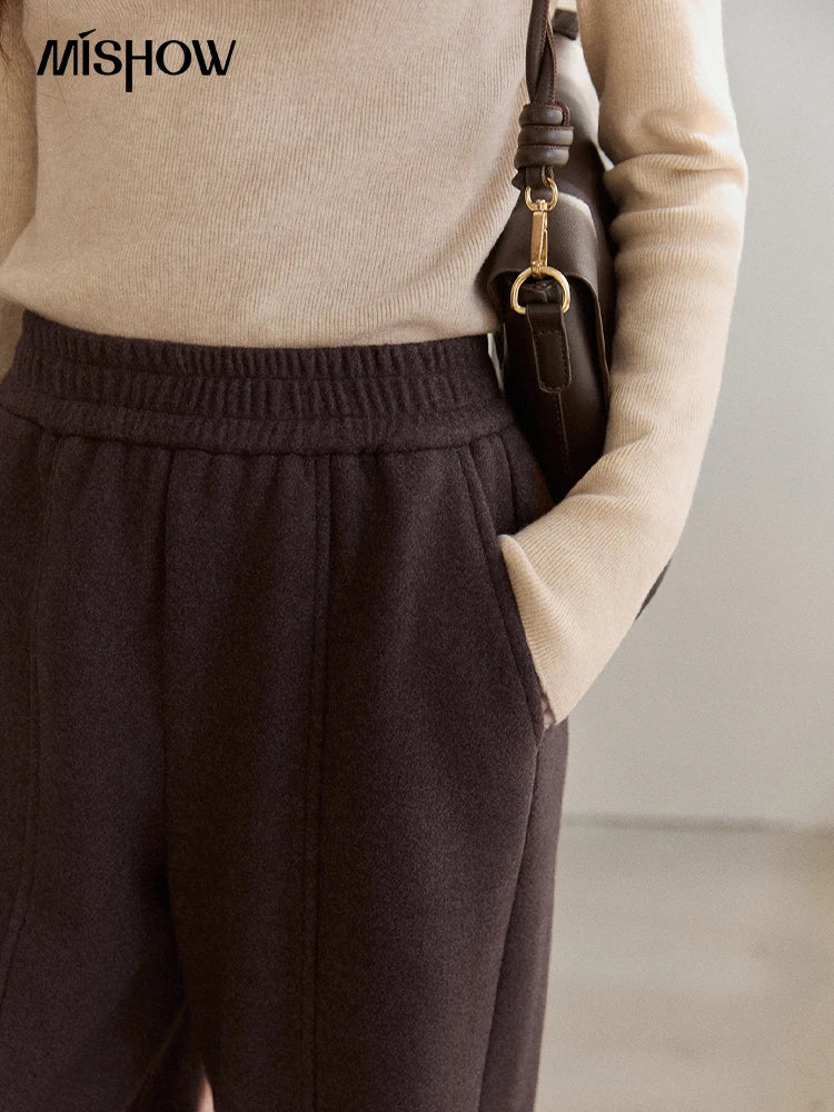 MISHOW High Waist Wide Leg Pants Fleece Warm Knit MXE92K1127