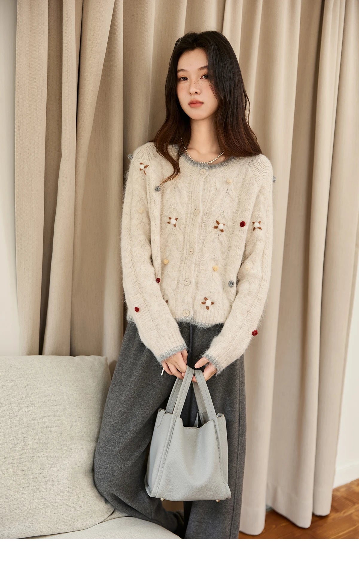 Mishow Hand-Crocheted Wool Blend Cardigan MXE48Z2575