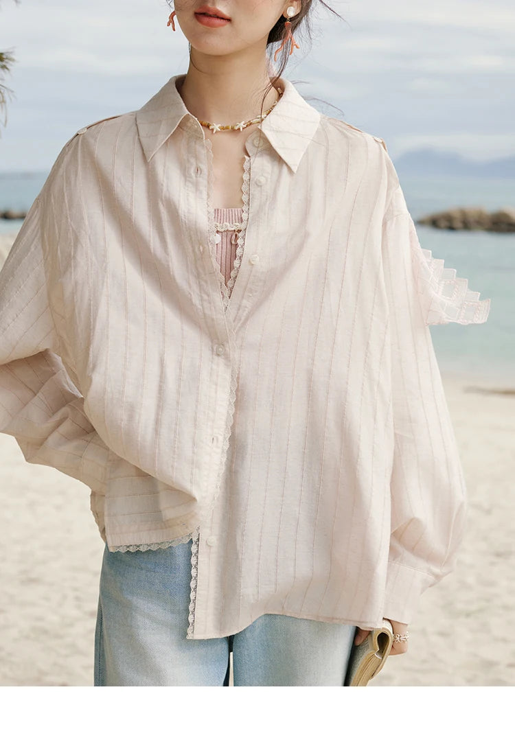 MISHOW Striped Long Sleeve Shirt Turn-Down Collar MXE33C0772