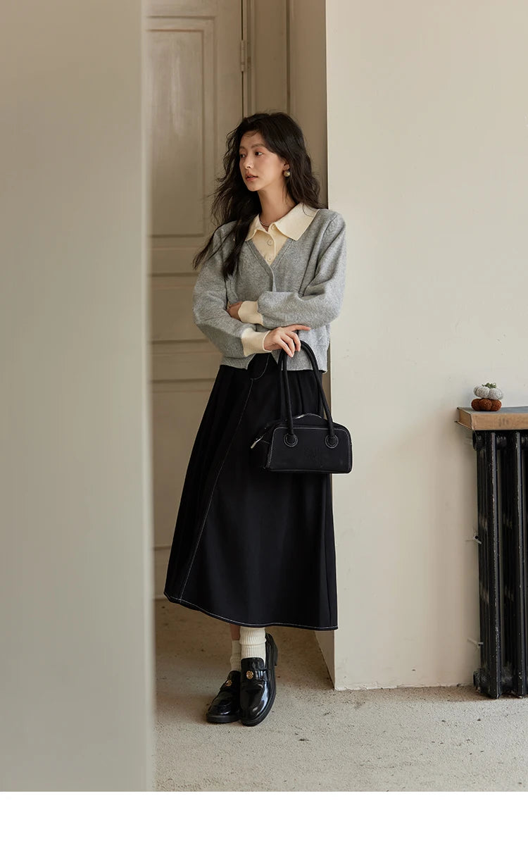 MISHOW Fake Two-piece Sweater Women French Retro Splicing Top MXD46Z0804
