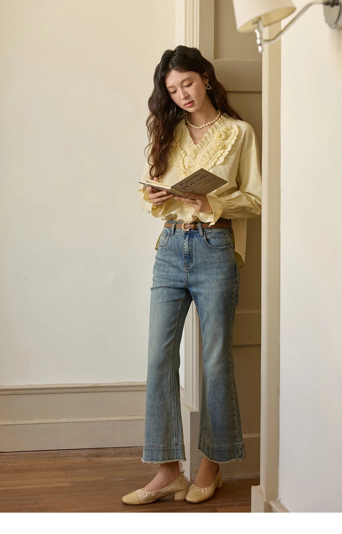 MISHOW Hand Sewn Rose Blouse Lantern Sleeves MXE44X2470