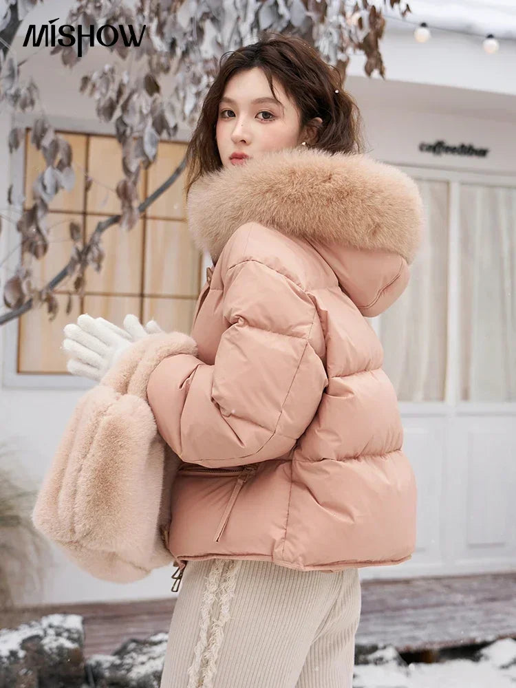 Mishow Fur Collar Hooded Short Down Jacket MXC55Y0020