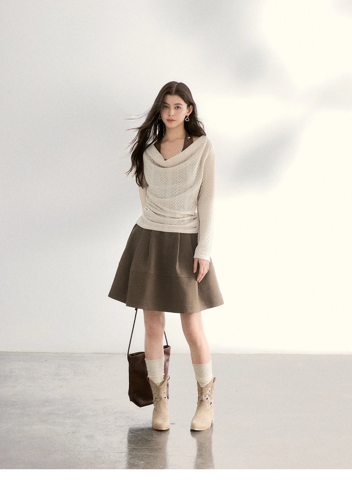 Mishow A-Line Flower Bud Pleated Skirt MXF108B0767