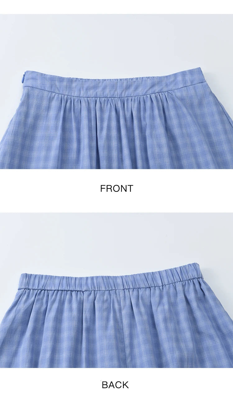 Mishow Plaid Hanging Neck Button Top & A-Line Skirt Set MXE39T0711