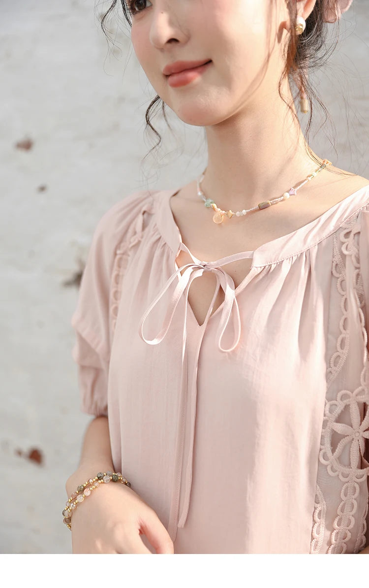 Mishow French Hollow Embroidered Lace-Up Dress MXD30L1950