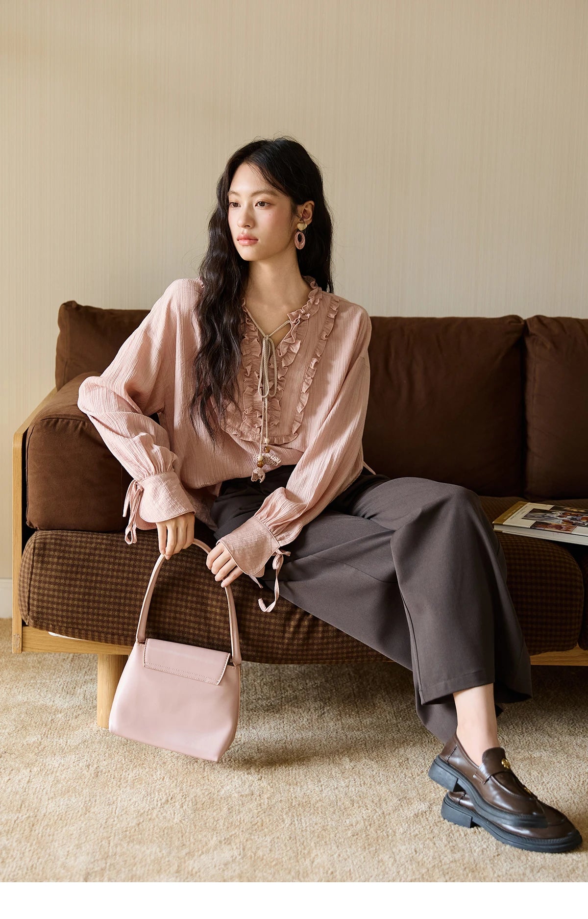 MISHOW Solid Wide-Leg Pants High-Waisted Loose Pockets MXE46K1090