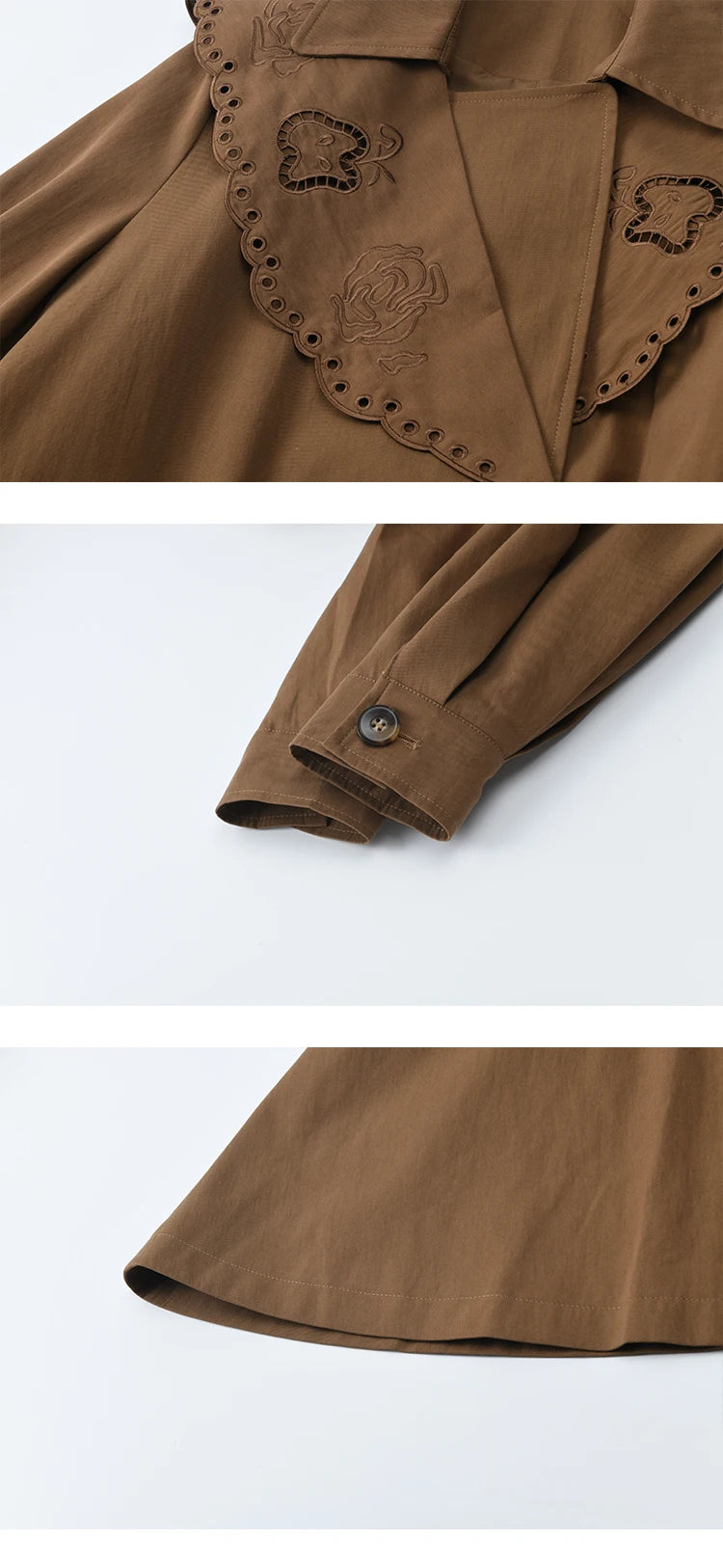 Mishow Hollow Embroidery Mid-Length Trench Coat MXE46W0862