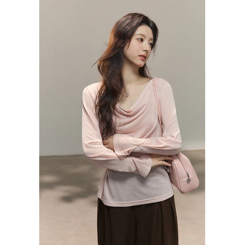 Mishow Multi Colored Swinging Collar Flare Sleeve Top MXF13T1473
