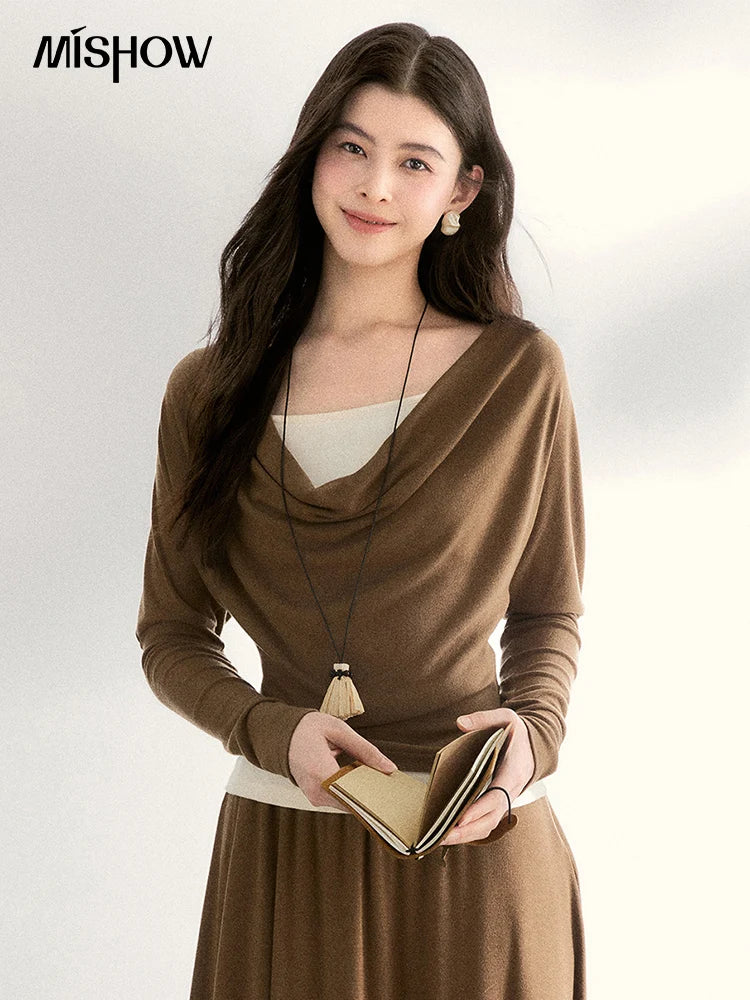 Mishow Draped Neck Top & Camisole Two-Piece Set MXF11T1458