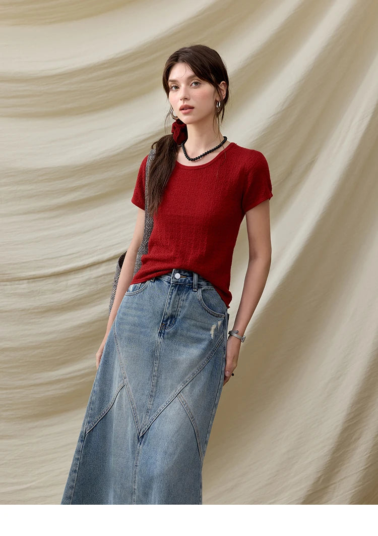 Mishow Solid Slim Knit Office Tee MXE34Z1257