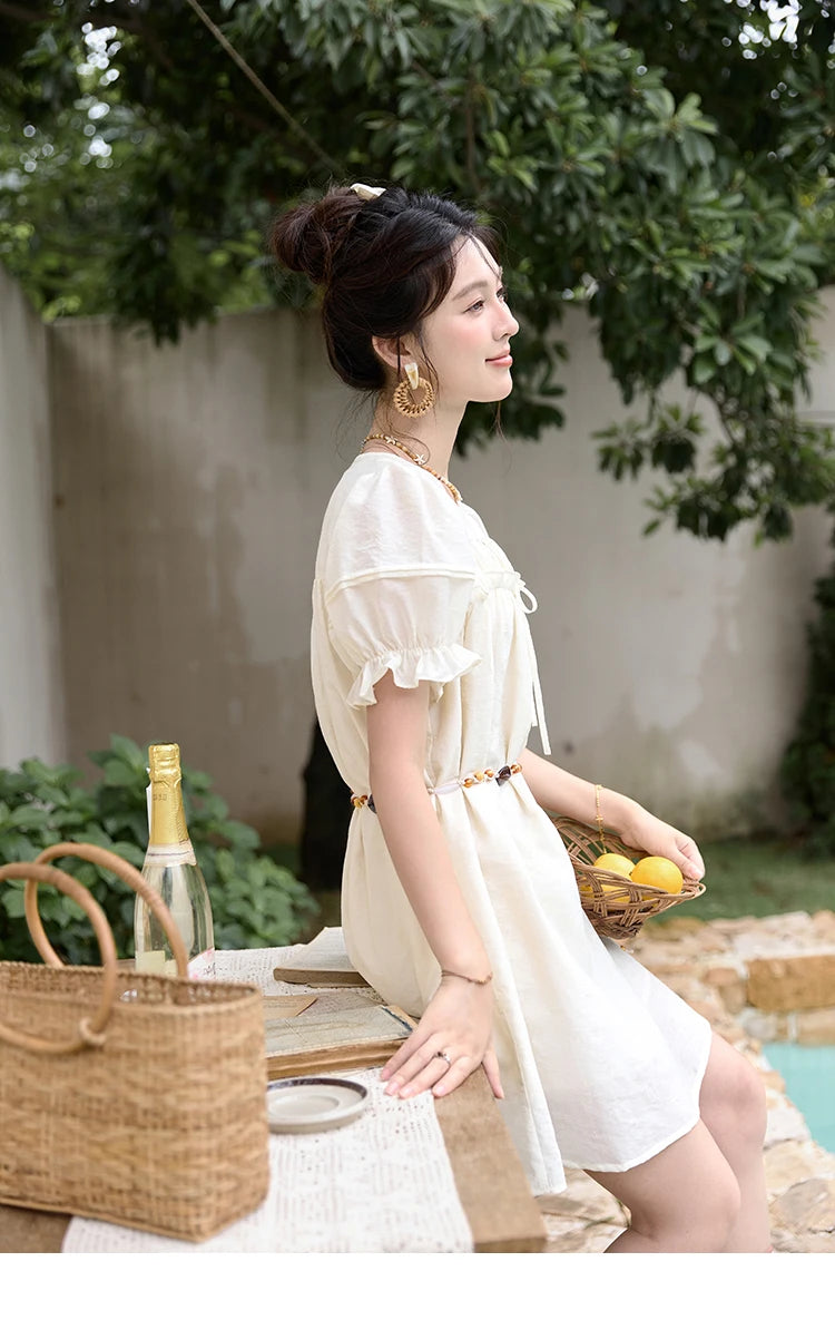 Mishow Jacquard Embroidered Bubble Sleeve Dress MXD30L1864