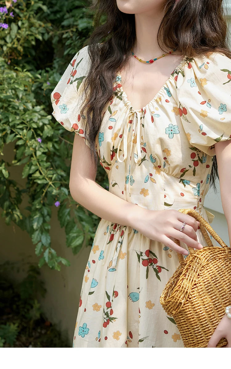 Mishow French 100% Cotton Floral V-Neck Dress MXD30L1868