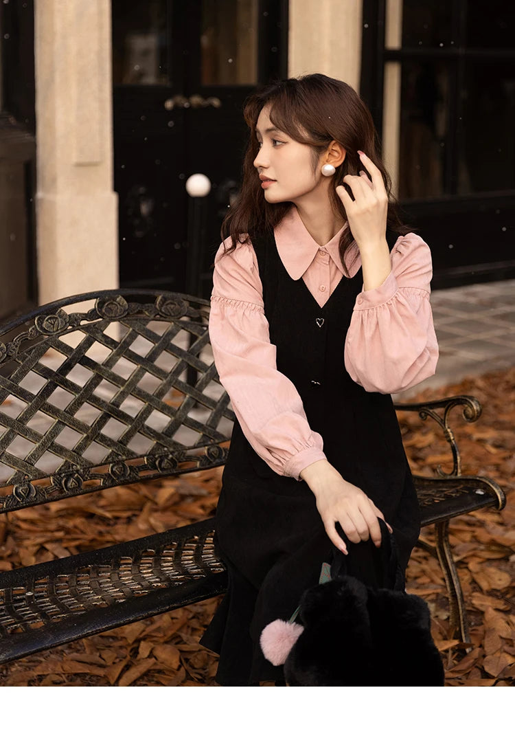Mishow Corduroy V-Neck Sleeveless Strap Dress MXB43L1246