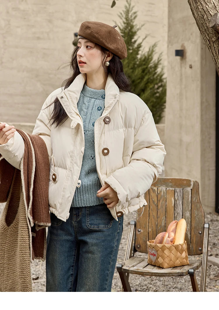 Mishow Minimalist Zipper Short Down Jacket MXD42Y0047