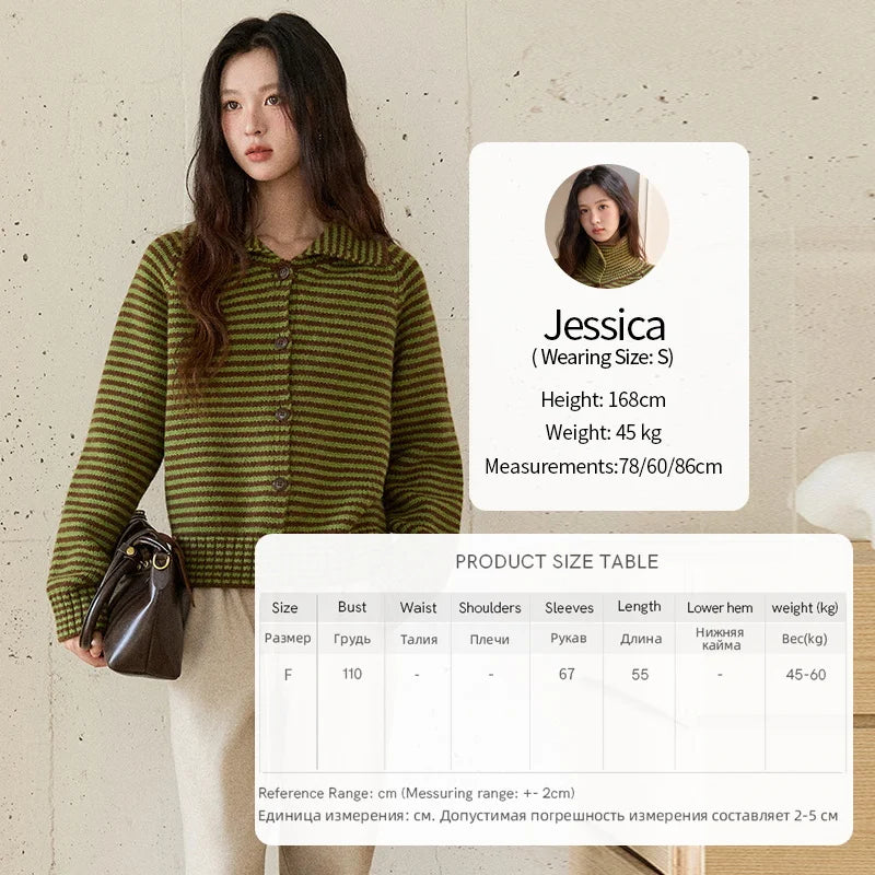 Mishow Striped Stand Collar Raglan Cardigan MXE88Z2690