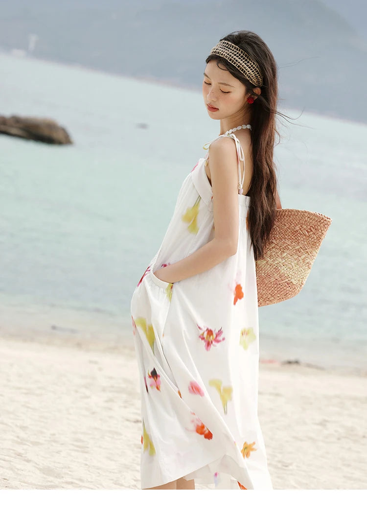 Mishow Korean Floral Shell Decoration Camisole Dress MXE32L2213