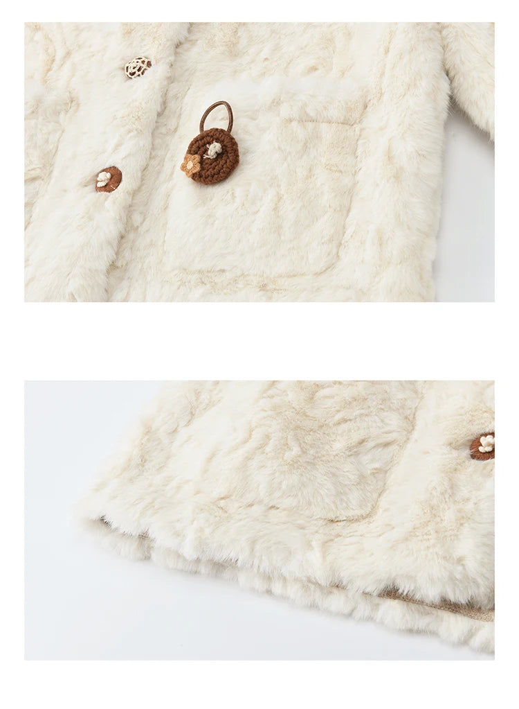 Mishow Sweet Pink Faux Rabbit Fur Coat MXE87W0990