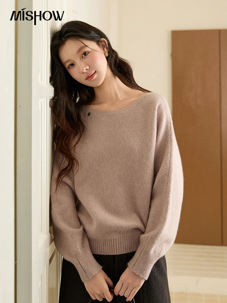 Mishow Boat Neck Lantern Sleeve Pullover MXE94Z2984