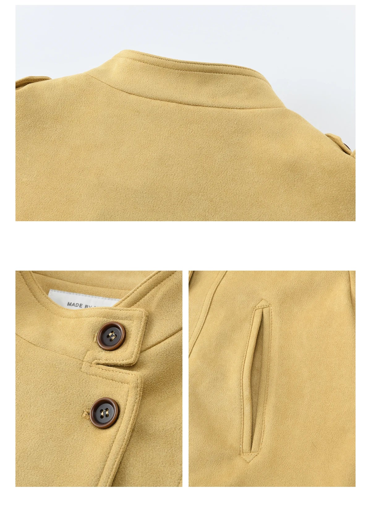 Mishow Yellow Double-Breasted Stand Collar Trench MXF11W1026