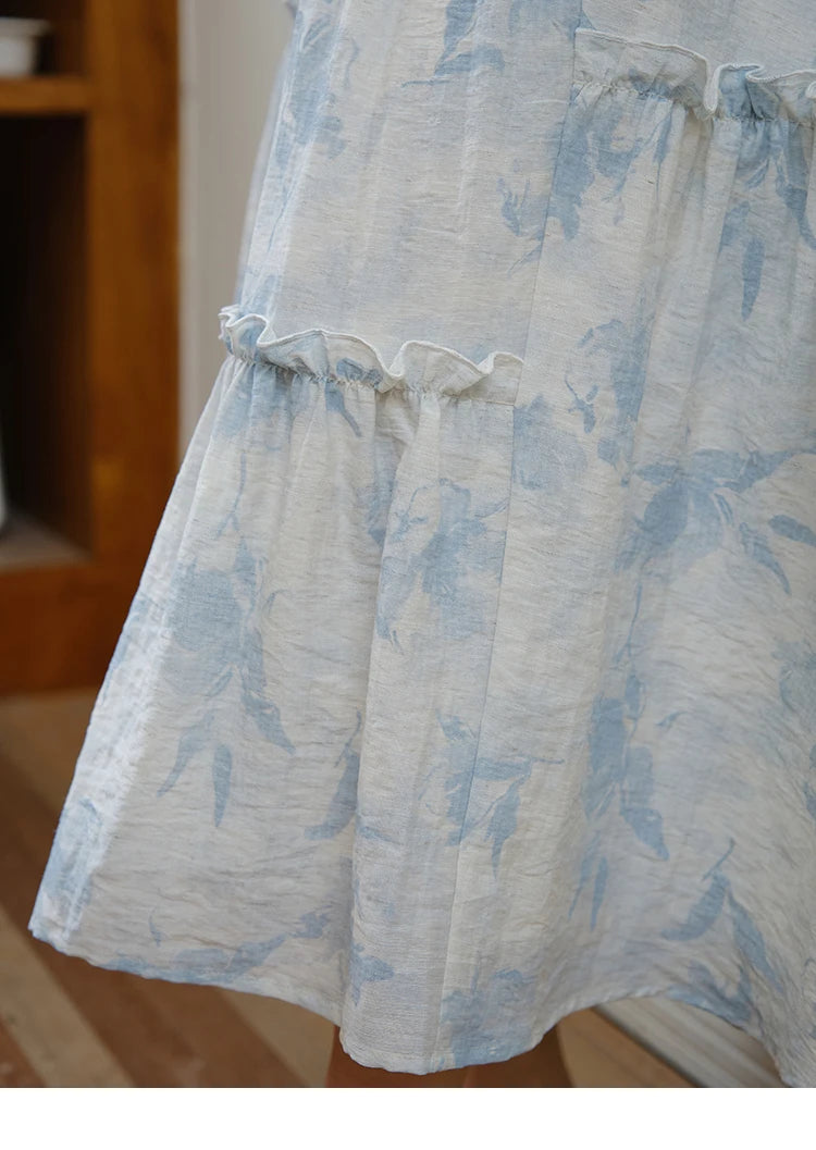 Mishow Lace-Up Print Top & Wide Leg Half Skirt Set MXE35T0596