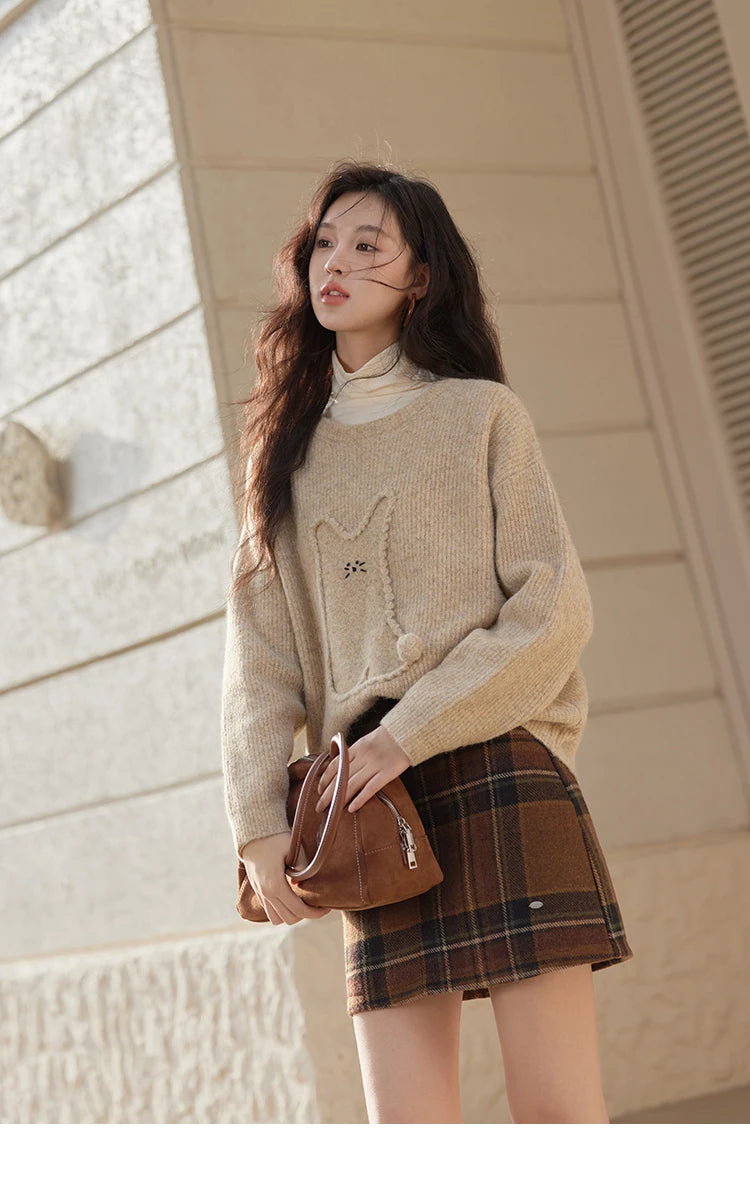 Mishow Sweet Embroidered Cartoon Dropped Sleeve Pullover MXD54Z0953