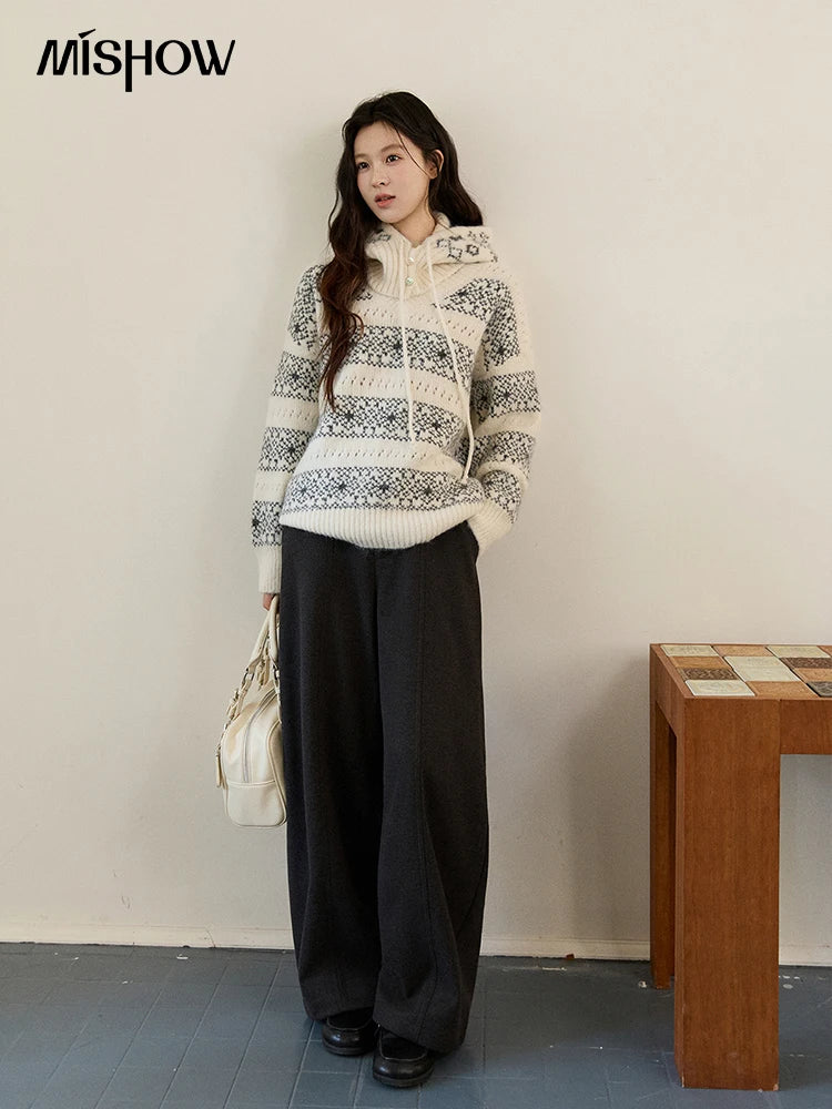 Mishow Fair Isle Removable Hood Sweater MXE94Z2979