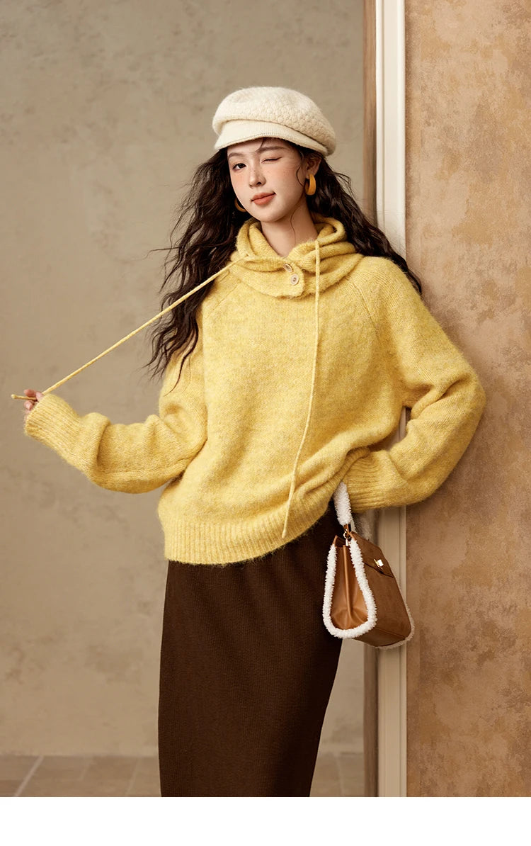 Mishow Hooded Neck Cozy Wool Pullover MXD59Z1123