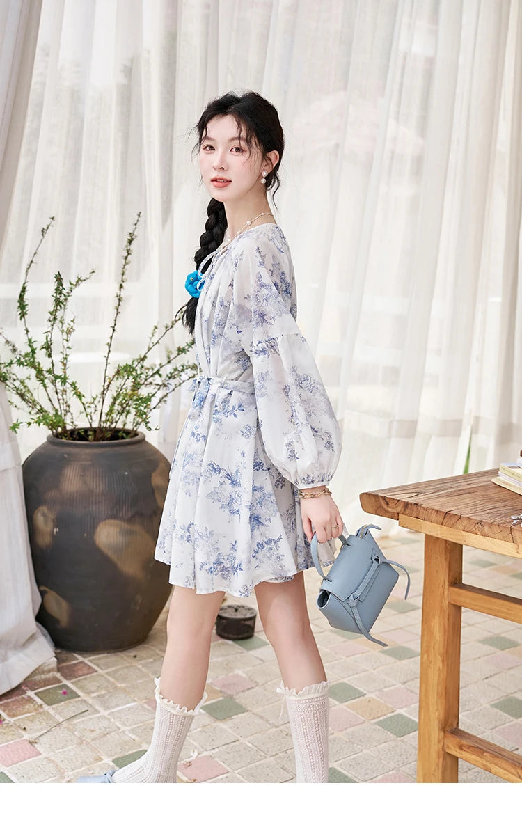 Mishow Fairy Floral Puff Sleeve Chiffon Dress MXD14L1681