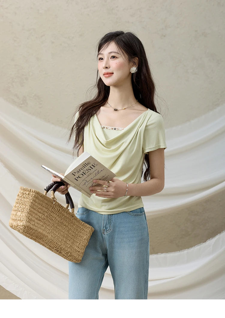 Mishow Swing Collar Shell Ribbon Tee MXE33T0524