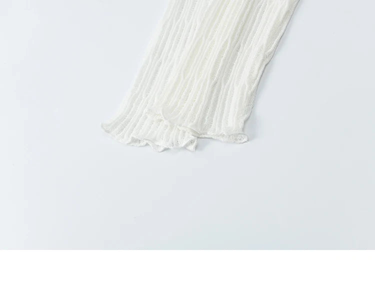 Mishow White V-Neck Slim Knit Summer Cardigan MXE16Z1193