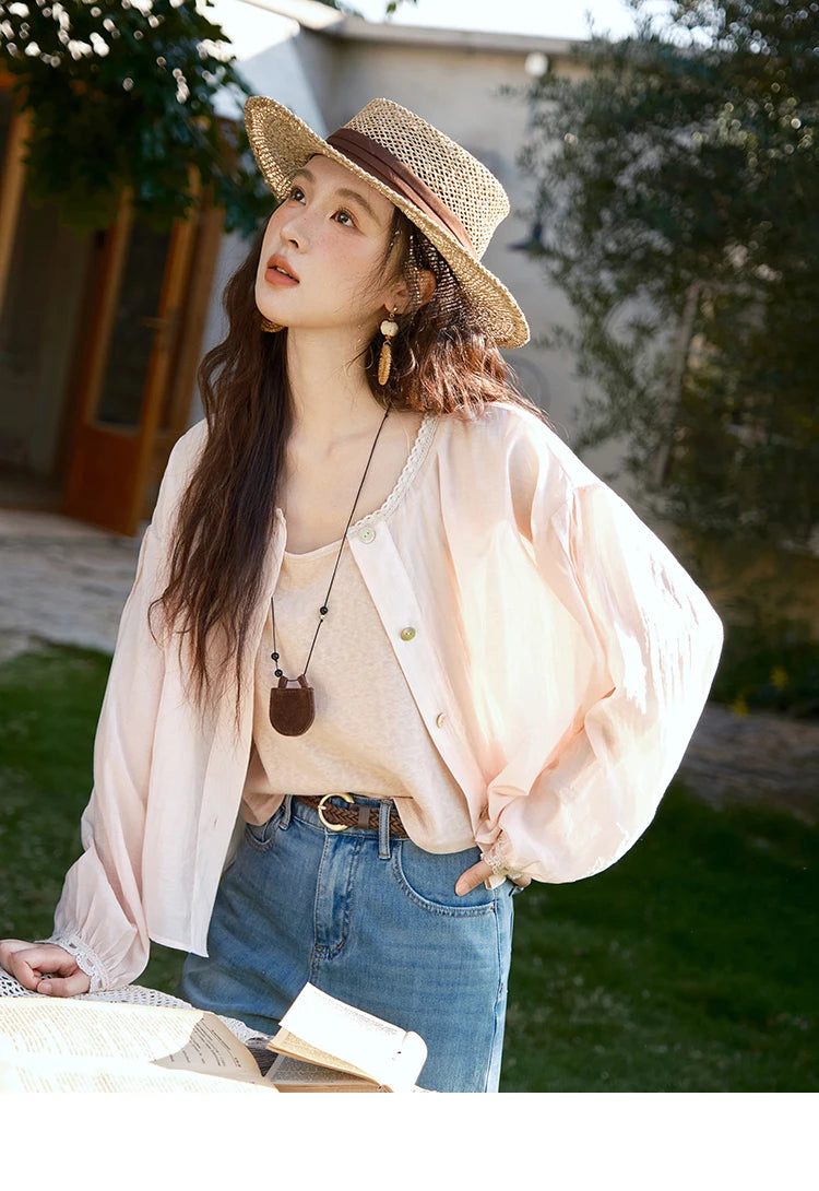 MISHOW Two Piece Shirt Set Tank Top Sunshade Button MXE39T0689