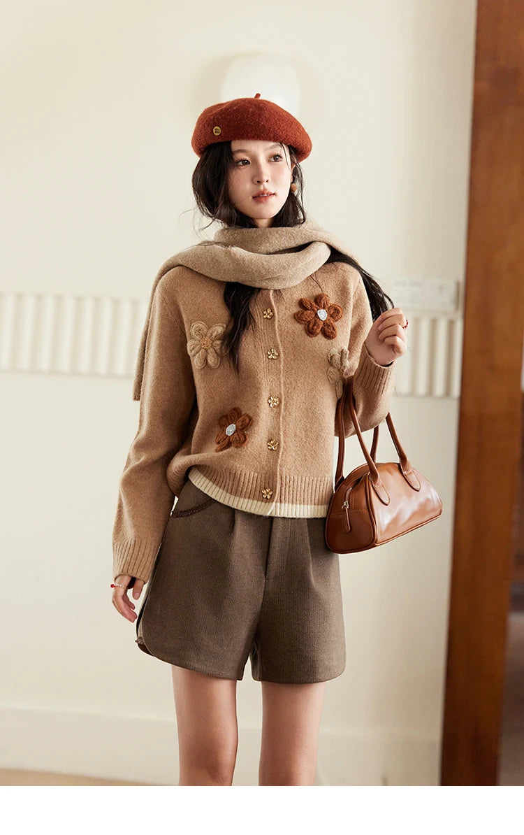 Mishow Flower Pattern Color Clash Metal Button Cardigan MXD56Z0919