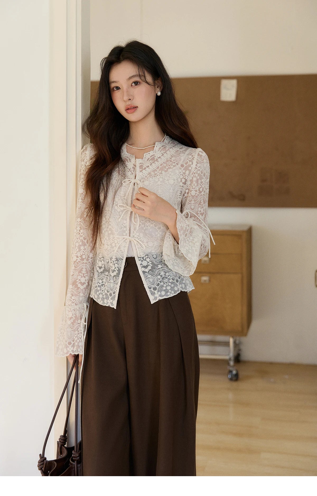 Mishow Sweet Lace Top & Camisole Two-Piece Set MXF108X1001
