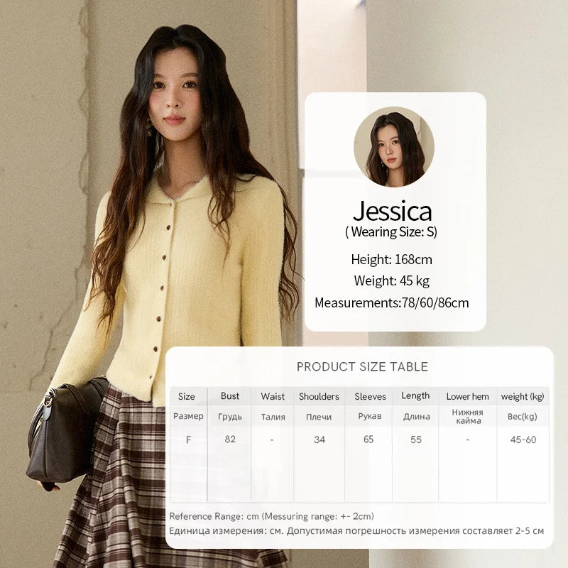 Mishow Yellow Imitation Mink Fur Turn-Down Cardigan MXE89Z2671