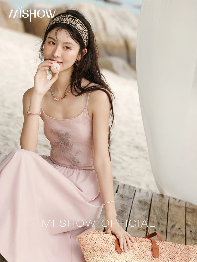 Mishow French Color Matching Knit Camisole Dress MXE13L2082