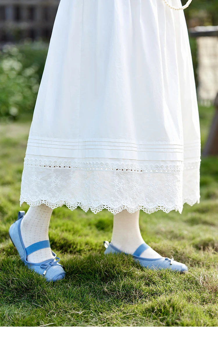 MISHOW French Hollow Lace Skirt 100% Cotton A-Line MXE12B0643