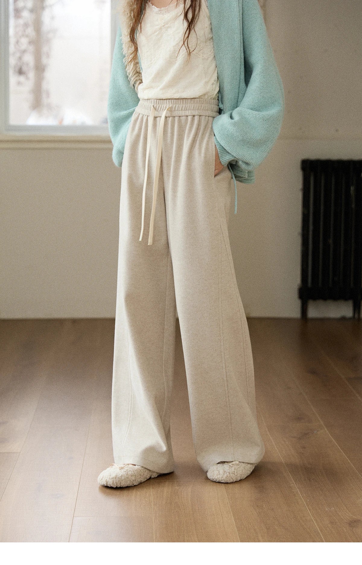 MISHOW Wide-Leg Pants High Waist Straight Lace-Up Loose MXE89K1100