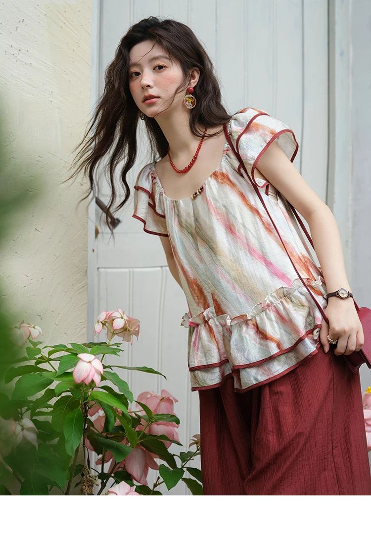 MISHOW Red Wide Leg Pants High Waist Pocket Elastic MXE38K0952