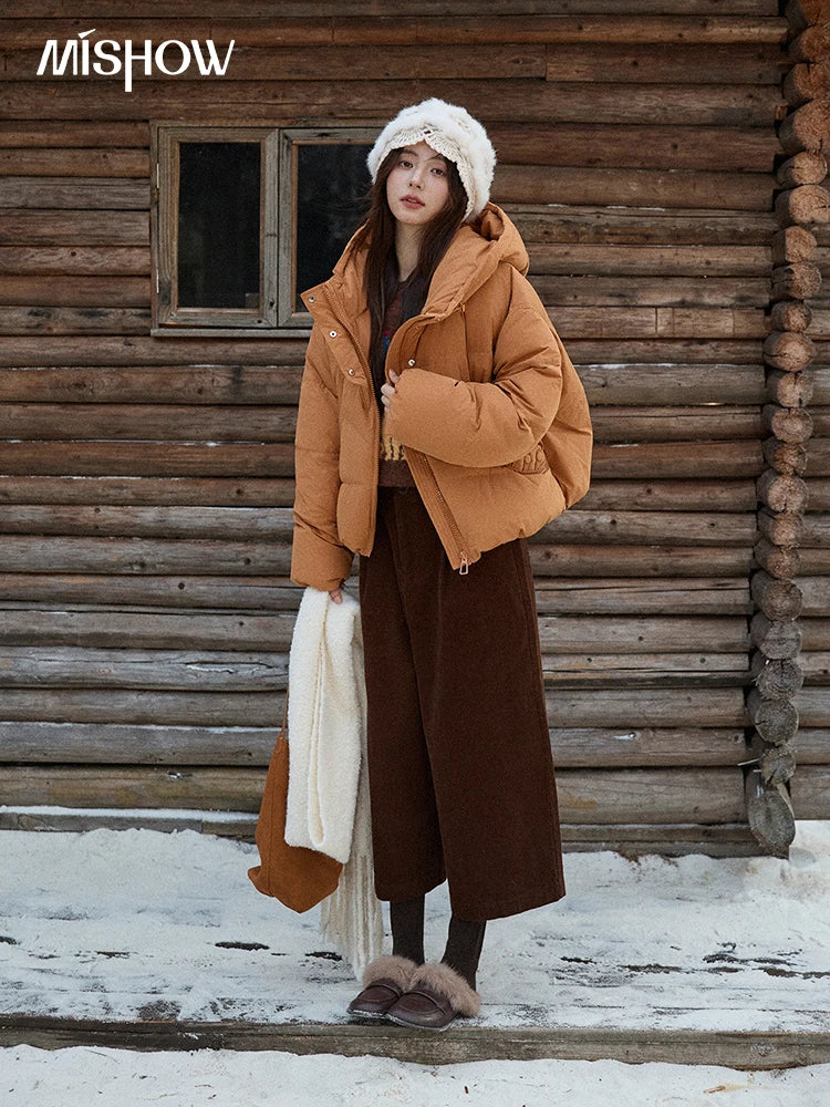 Mishow Hooded 90% White Duck Down Short Coat MXE51Y0080