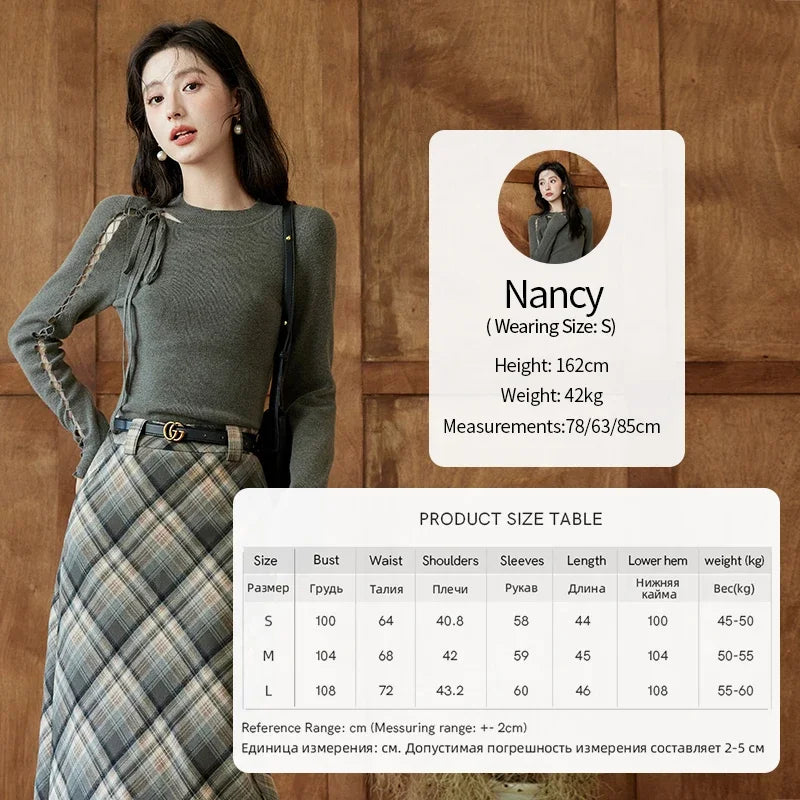 Mishow Hollow Tie Design Bottoming Knit Sweater MXD45Z0766