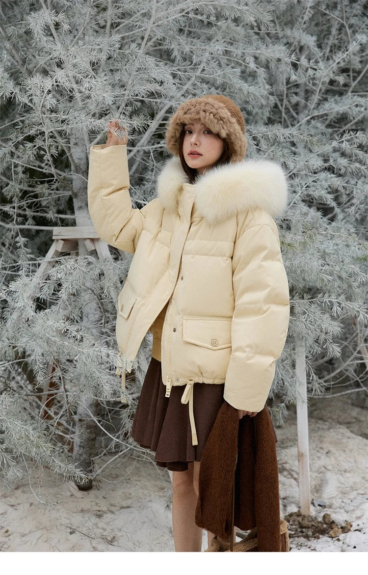 Mishow Short Detachable Fur Collar Down Jacket MXE87Y0084