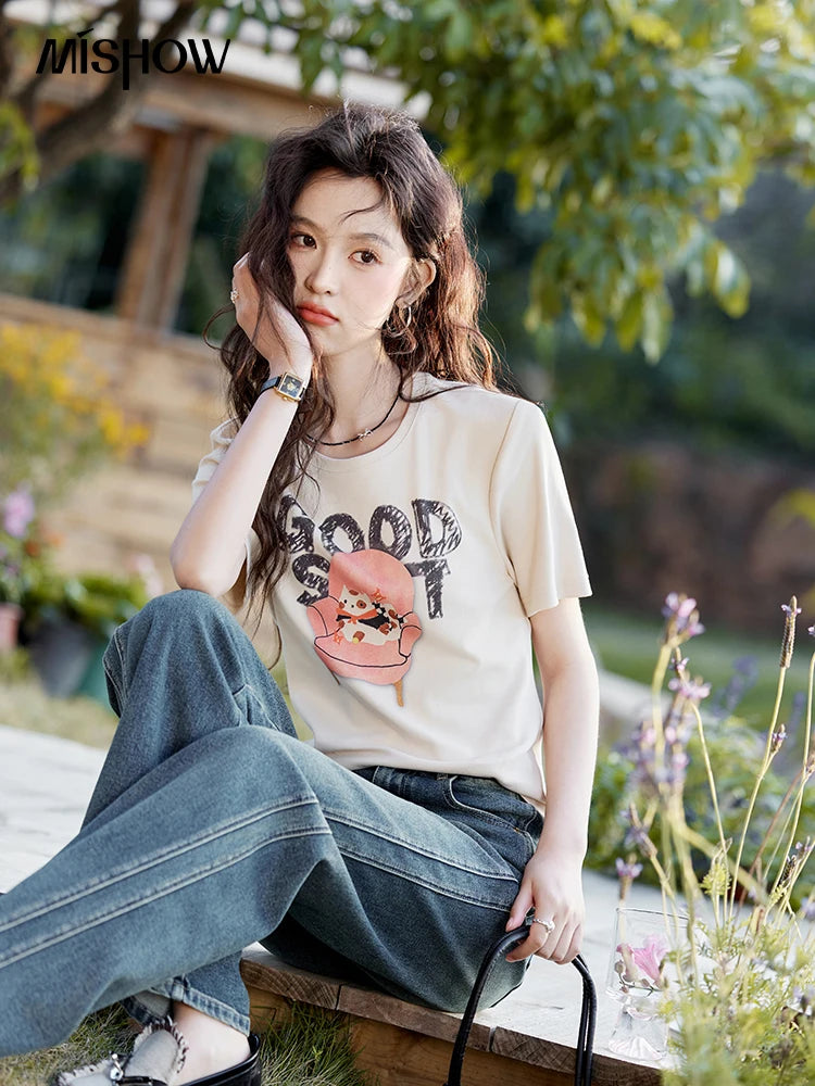 MISHOW Printed Round Neck Soft Cotton Tee MXE13T0461