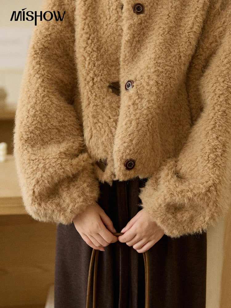 Mishow Retro Lamb Wool Crew Neck Jacket MXE90W0995