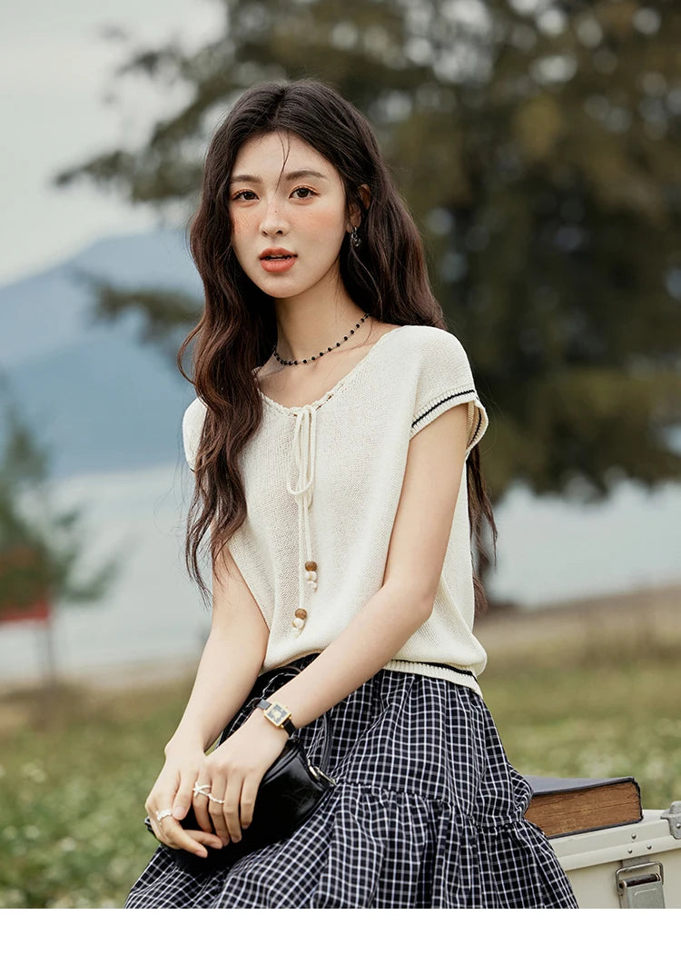 Mishow Office Lady V-Neck Bead Design Pullover MXE33Z1227